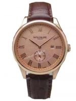 Geneve Patek Philippe Copy Watch - Rose Gold Case Brown Leather Band